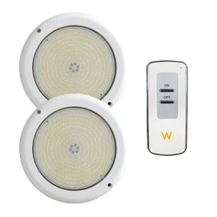 Pack of 2 LED Spotlights White 18CM 24W + Remote Control | Swim Home