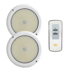 Lot de 2 Spots LED Blanc 18CM 24W + Télécommande | Swim Home