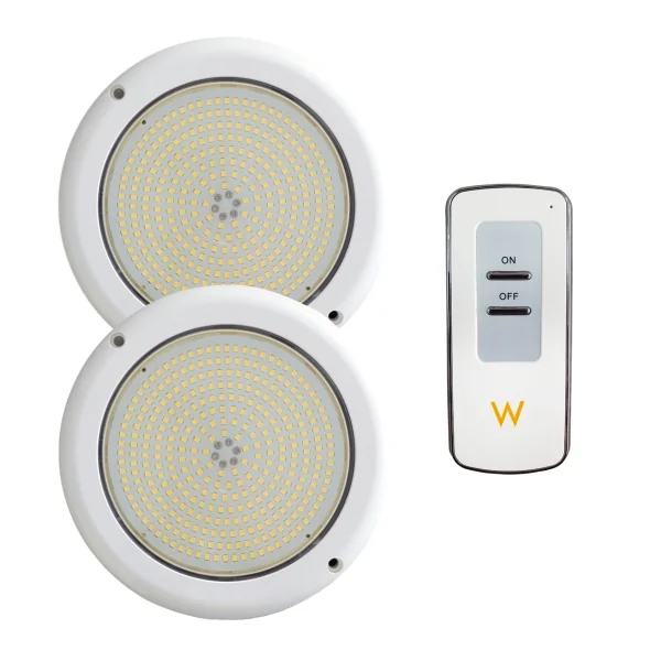 Pack 2 Focos LED Blanco 18CM ø 24W + Mando ON/OFF|Swimhome
