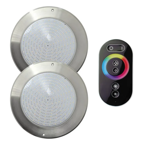 Foco LED RGB 4 Hilos Acero Inoxidable 28CM ø 35W + Mando