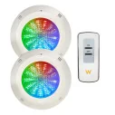Pacote 2 LED RGB ON/OFF 35W 12V AC Basic Range para superfície de piscina com controlo remoto