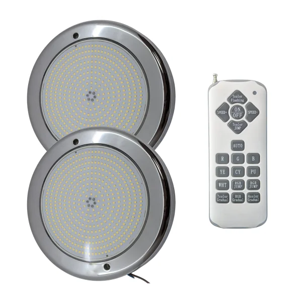 Pack 2 Focos LED RGB ON/OFF Acero Inoxidable 15CM ø 10W + Mando RF