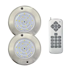 Pack 2 Focos LED RGB ON/OFF Acero Inoxidable 11CM ø 6W + Mando RF