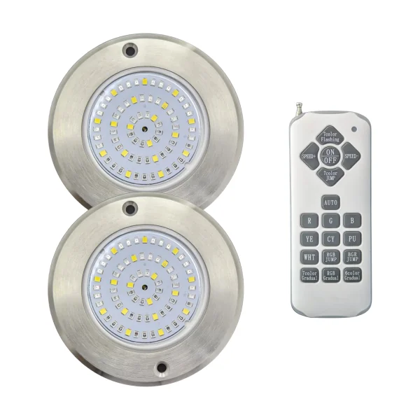 Pack 2 Focos LED RGB ON/OFF Acero Inoxidable 11CM ø 6W + Mando RF