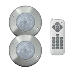 Pack 2 Focos LED RGB ON/OFF Acero Inoxidable 16CM ø 10W + Mando RF