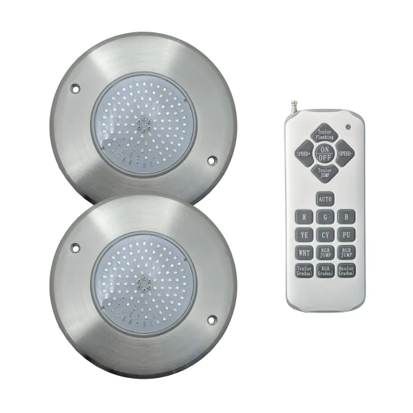 Pack 2 Focos LED RGB ON/OFF Acero Inoxidable 16CM ø 10W + Mando RF