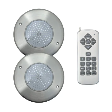 Pack 2 Focos LED RGB ON/OFF Acero Inoxidable 16CM ø 10W + Mando RF