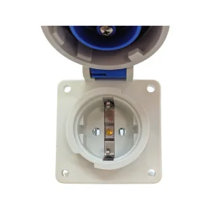 Prise Schuko Étanche IP67 Encastrable | Coffret 16A | Couvercle Bleu 2