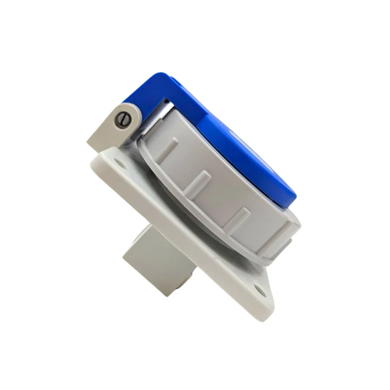 Tomada Schuko Estanque IP67 Encastrável | Base de Quadro 16A | Tampa Azul