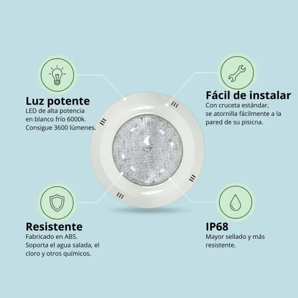 copy of LED Swimming Pool Floodlight - Cool White 6000K 18W AC/12V - With Crossarm