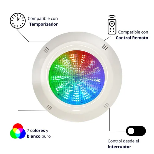 Projecteur de piscine LED Surface 35W Blanc + RGB 12V | Cross