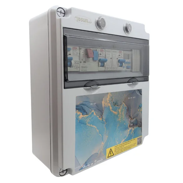 Electrical panel for swimming pool with transformer and contactor for motor suitable for chlorinator