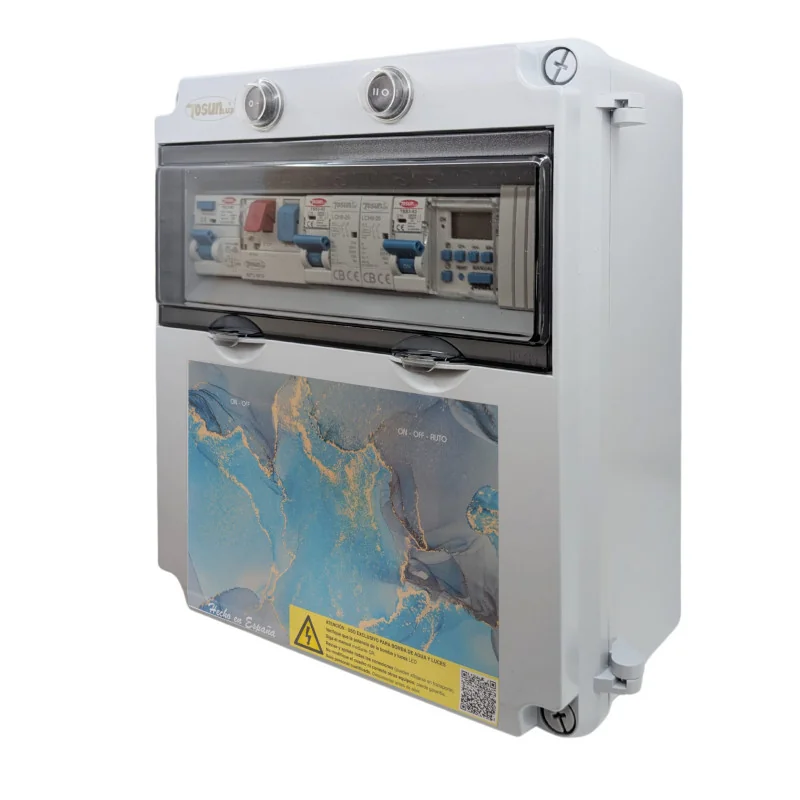 Electrical panel for swimming pool with transformer and contactor for motor suitable for chlorinator