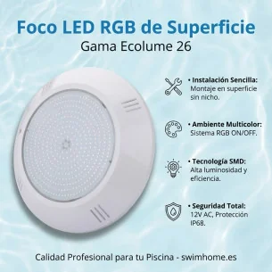 Spot LED de surface 35 W RGBW pour piscine | Blanc pur et couleurs à mémoire de forme 2