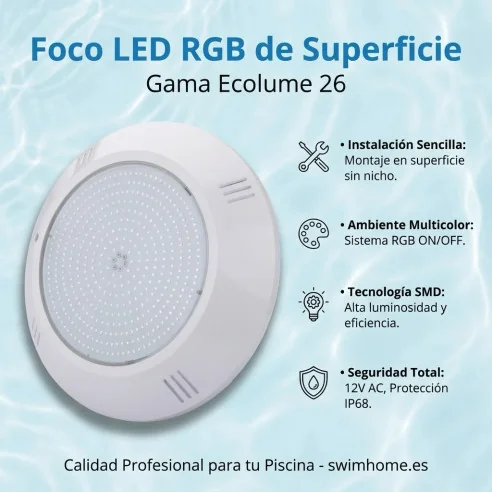LED surface spotlight 35 W RGBW for swimming pool | Pure white and memory colours