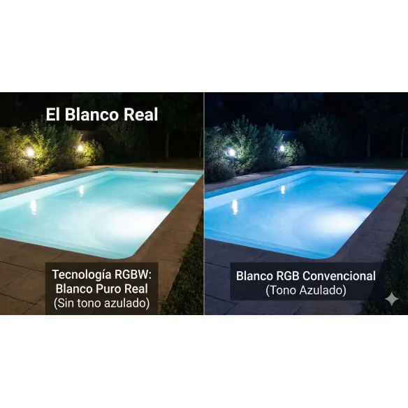 Kit 2 Focos Piscina RGBW 35W | Luz Blanca Real + WiFi + Mando