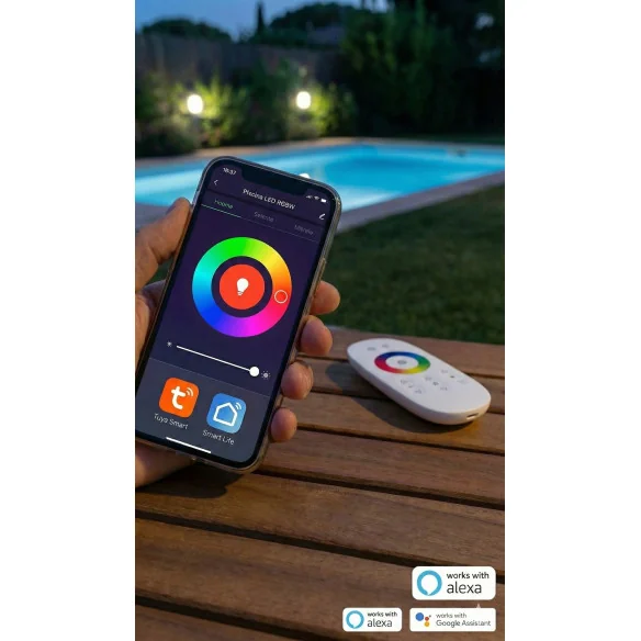 Kit 2 Focos Piscina RGBW 35W | Luz Blanca Real + WiFi + Mando