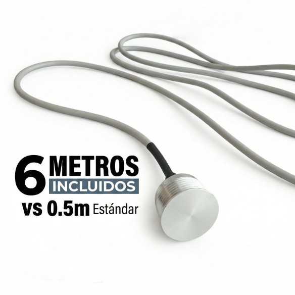 Pulsador Piezoeléctrico Piscina 22mm | Aluminio + 6m Cable | IP68 | 24V