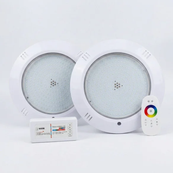 Kit 2 Focos Piscina RGBW 35W | Blanco Real | Mando RF | 5 Hilos