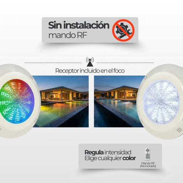 Projetor LED para piscina 35W | RGB 7 cores e branco | Com cruzeta