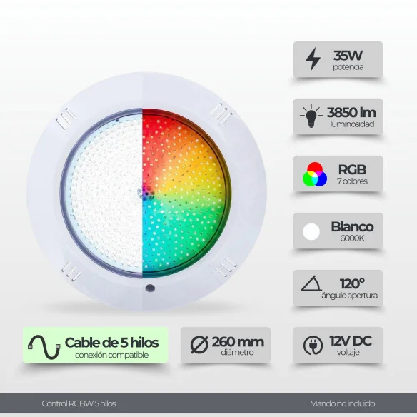Projetor de Piscina RGBW (Cores e Branco Puro) 35W - Swimhome