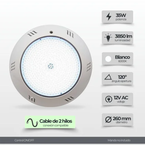 Foco Piscina RGB ON/OFF 35W IP68 | El Mejor Foco Para Su Piscina