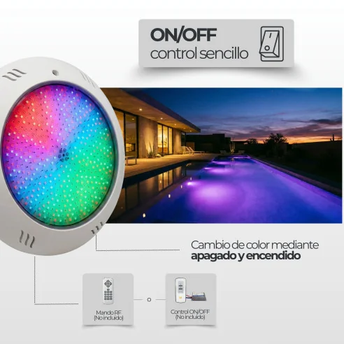 Projetor de Piscina LED RGB 35W 35W | Submersível 12V AC com Controlo Remoto