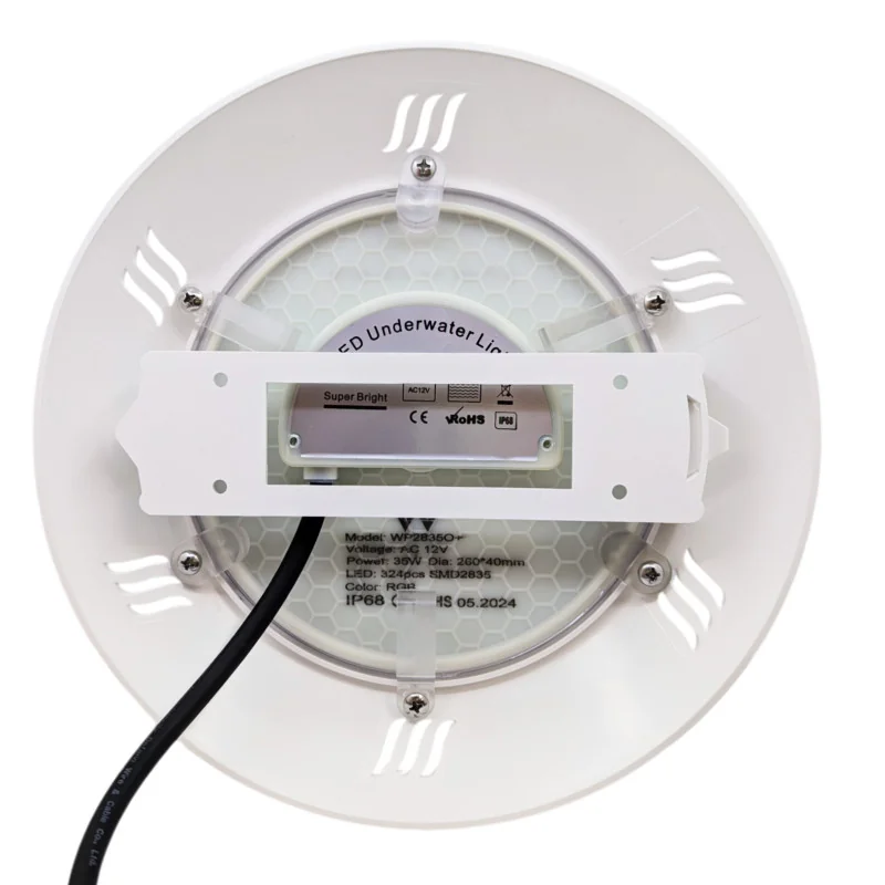 Foco LED de Superfície para Piscina | 35W 12V AC | Branco + RGB ON/OFF | Gama Ecolume 28