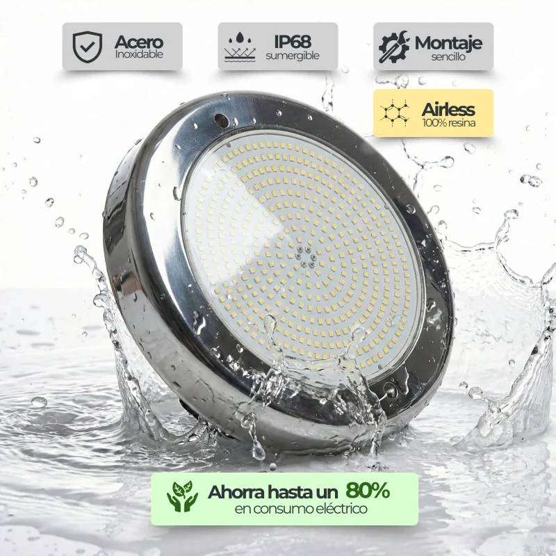 LED pool spotlight Ø23 cm 12V AC - 316 stainless steel, 35 W, 3450 lm :: LED pool spotlight Ø23 cm 12V AC - 316 stainless steel,