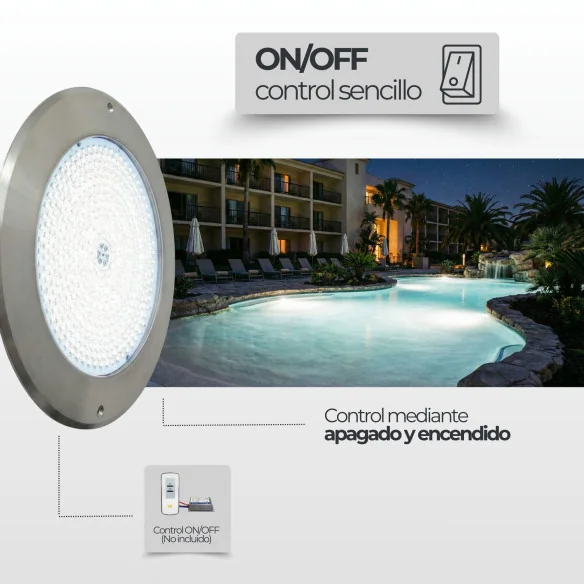 Foco LED piscina Ø28 cm ultrafino 12V AC – Inox 316, 35 W | Swimhome