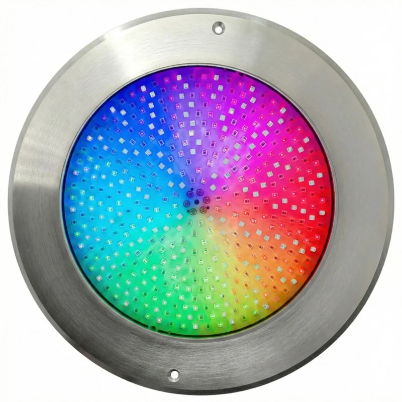 Projetor LED RGB para piscina 4 fios 12V DC Ø28 cm ultrafino Ø28 cm | aço inoxidável 316