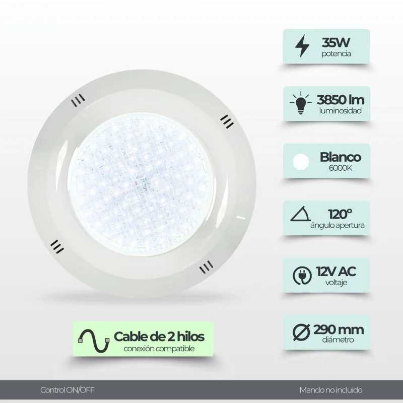 Projecteur de piscine à LED blanches pour surface de piscine | Support standard