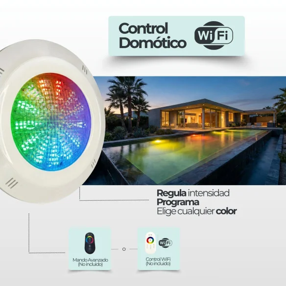 Foco LED piscina RGB 4 hilos 12V DC de superficie – IP68 | Swimhome