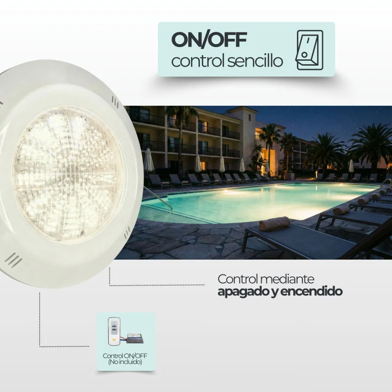 Foco LED Branco Quente de Superfície para Piscina | Cruceta Standard
