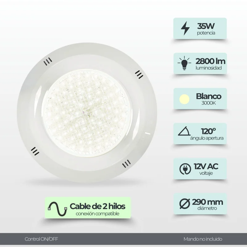 Projecteur de piscine à LED blanches pour surface de piscine | Support standard