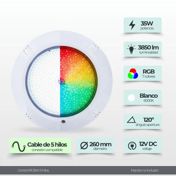 Foco para Piscina RGBW (Colores y Blanco Puro) 35W - Swimhome
