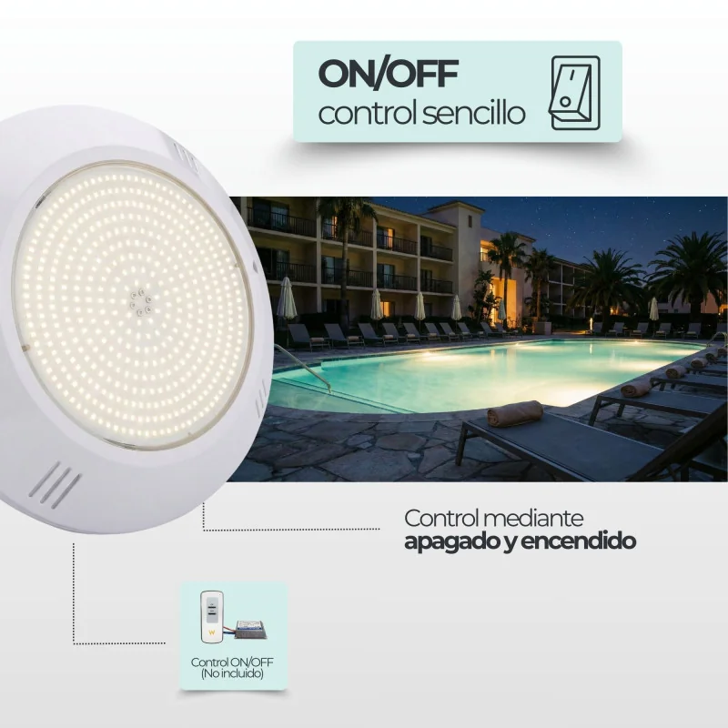 Foco LED piscina 12V de superfície 35W | Branco Quente 3000K