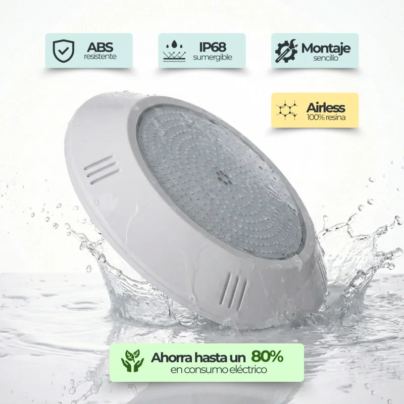 Foco LED piscina 12V de superfície 35W | Branco Quente 3000K