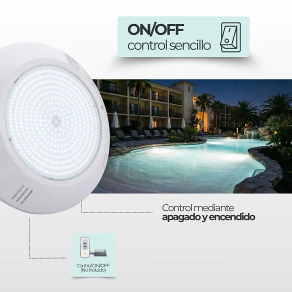 Foco LED Piscina 12V Superfície 35W | Branco Frio 6000K