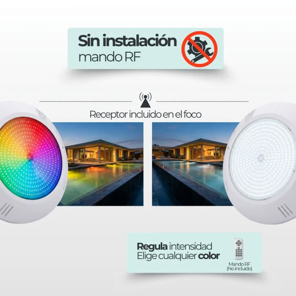 LED surface spotlight 35 W RGBW for swimming pool | Pure white and memory colours