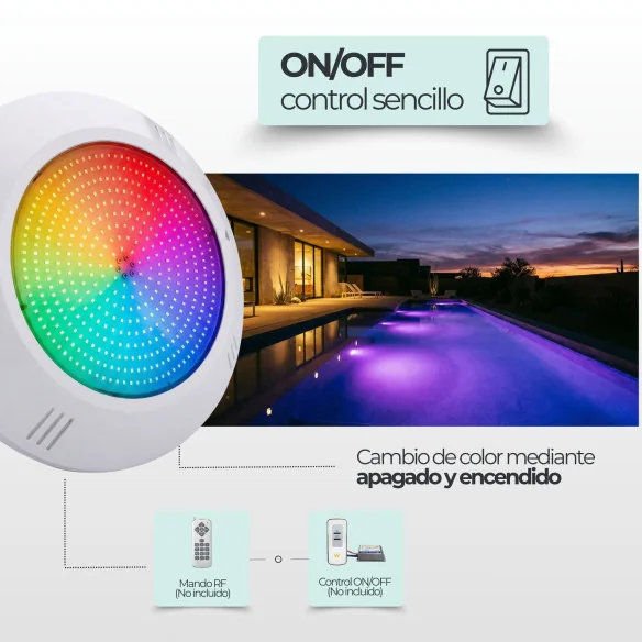 Surface mounted LED RGB ON/OFF 12V AC pool spotlight (Ø26, 35W)