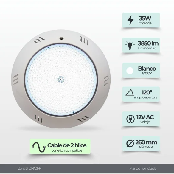 Spot de piscine RVB ON/OFF 35W IP68 | Le meilleur spot pour votre piscine