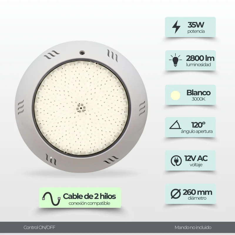 Spot de piscine RVB ON/OFF 35W IP68 | Le meilleur spot pour votre piscine