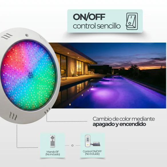 Foco LED para Piscina RGB 35W | Submersível 12V AC com Comando