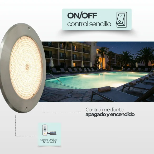 Foco LED Piscina Ø28 cm ultrafino 12V AC – Inox, 35W | Swimhome