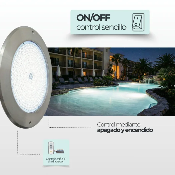 Spot LED de piscine Ø28 cm ultra fin 12V AC - inox 316, 35 W | Swimhome