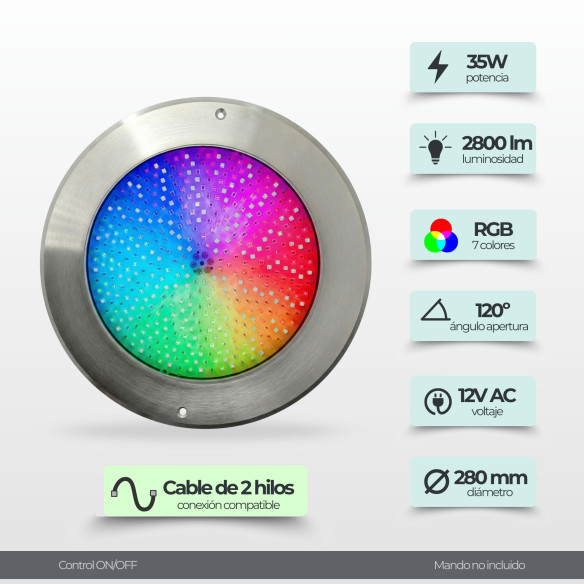 LED RGB ON/OFF Stainless Steel Swimming Pool LED Floodlight