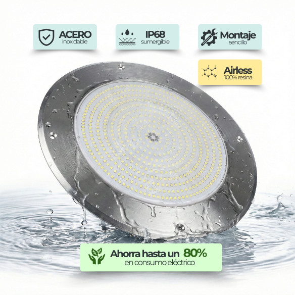 Foco LED RGB ON/OFF Acero Inoxidable | 28CM Diámetro 35W