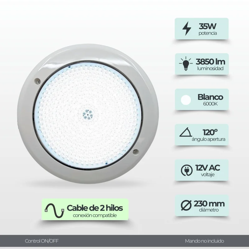 35W 12V AC Surface LED Pool Light 6000K - Premium