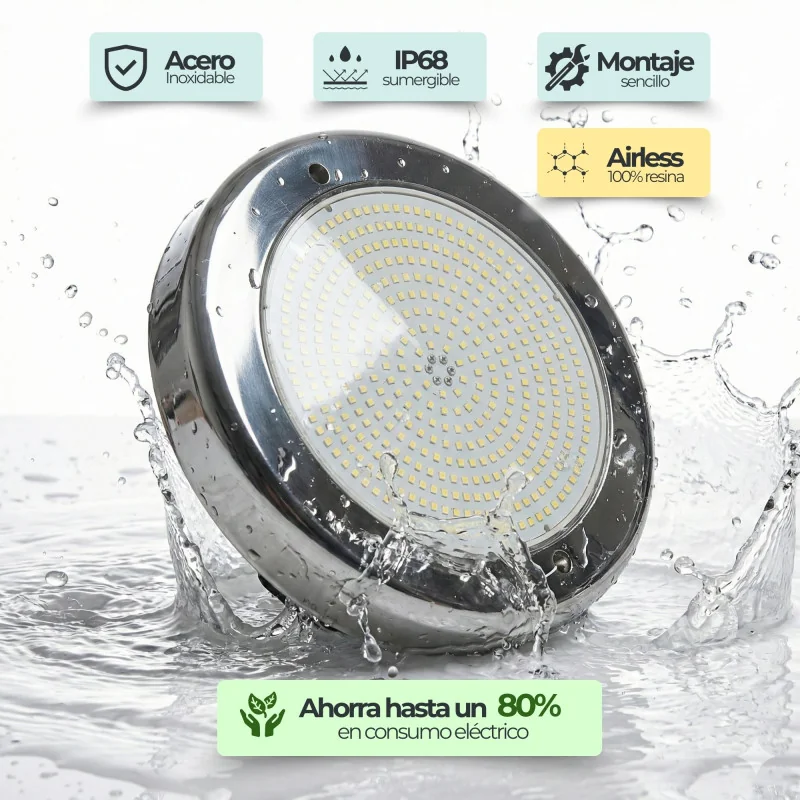 LED pool spotlight Ø23 cm 12V AC - 316 stainless steel, 35 W, 3450 lm :: LED pool spotlight Ø23 cm 12V AC - 316 stainless steel,